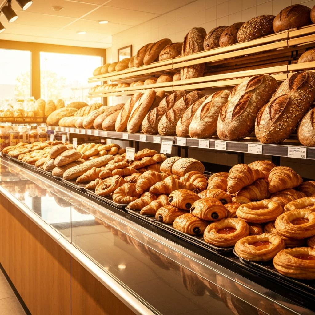 Freshly baked breads and pastries in the Spar Warren bakery section